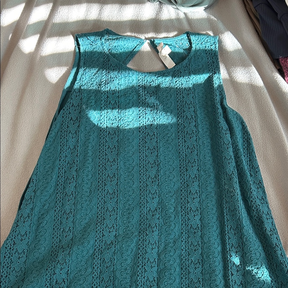 LOFT Teal Lace Top (lined)